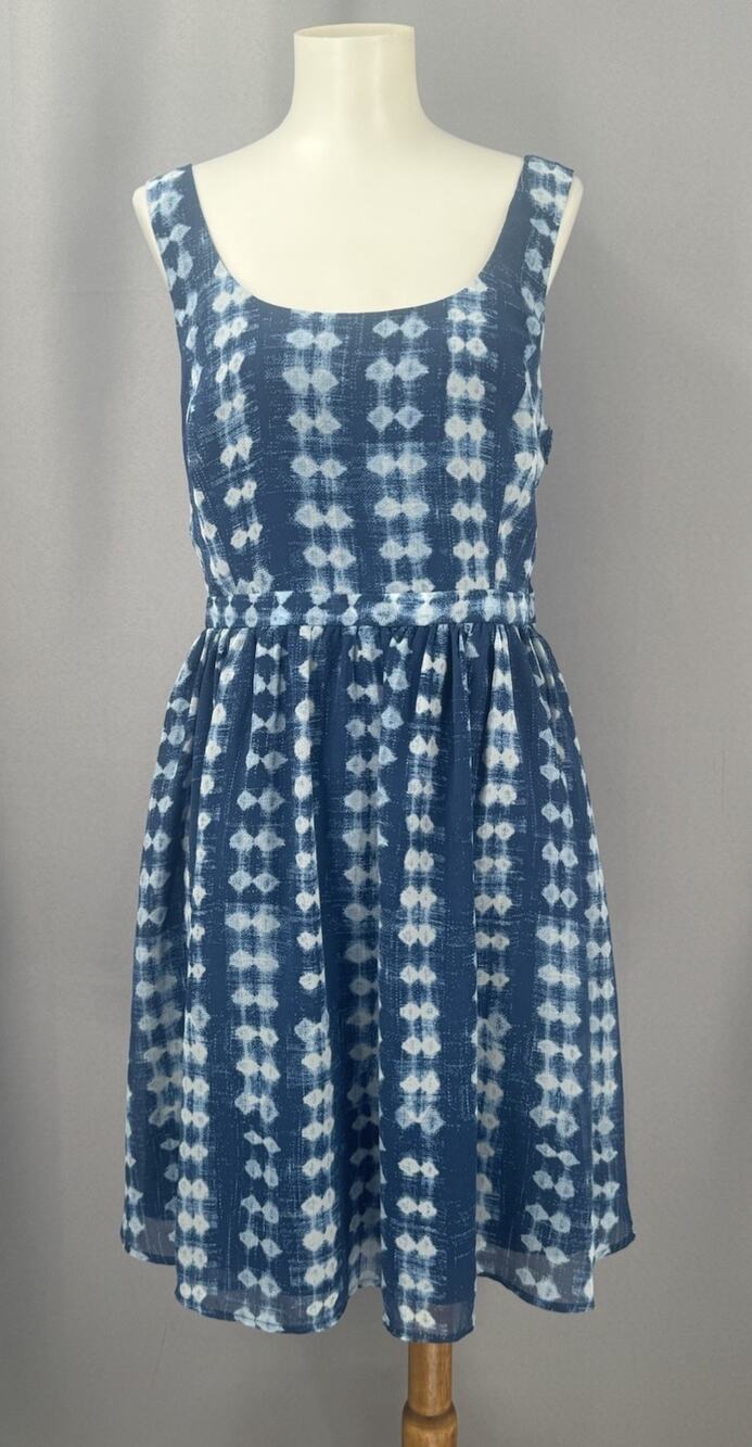 ModCloth Dress Womens Medium Navy Fit & Flare Sleeveless Lined Groovy Pockets